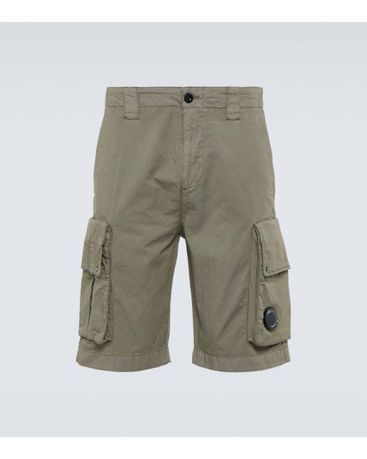 C P Company Green Cotton-blend Cargo Shorts for men