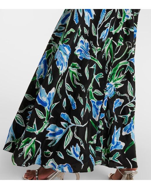 Diane von Furstenberg Blue Seline Floral Maxi Dress