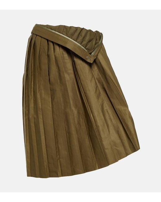 MM6 by Maison Margiela Green Pleated Midi Skirt