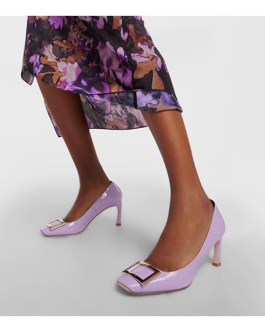 Roger Vivier Pink Trompette 70 Patent Leather Pumps