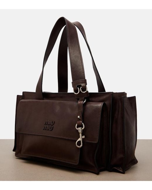 Miu Miu Black Utilitaire Leather Shoulder Bag