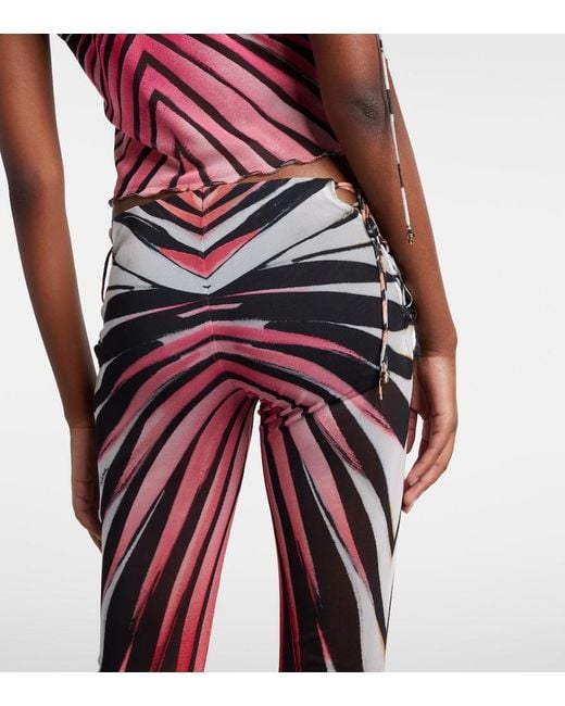 Roberto Cavalli Blue Printed Sheer Flared Pants