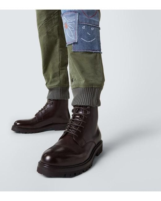 Greg Lauren Green Patchwork Cotton Sweatpants for men