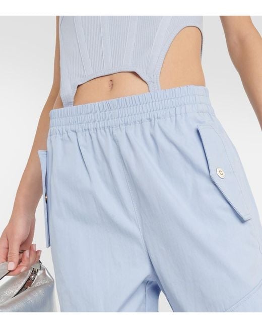 Dion Lee Blue Low-Rise Wide-Leg Cargo Pants