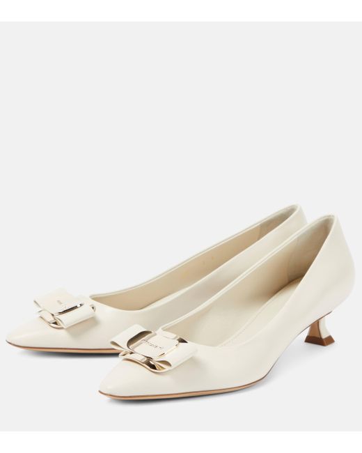 Ferragamo White New Vara Leather Pumps