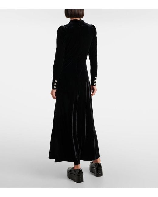 Ganni Black Keyhole-Neck Velvet Maxi Dress