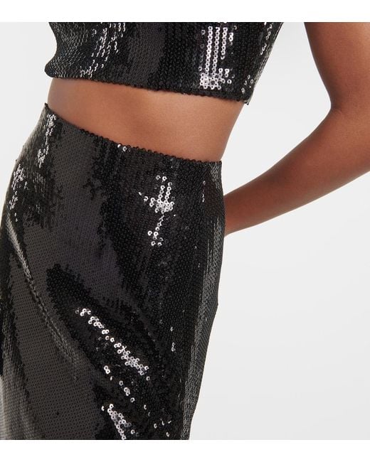Galvan Black Beating Heart Sequined Maxi Skirt