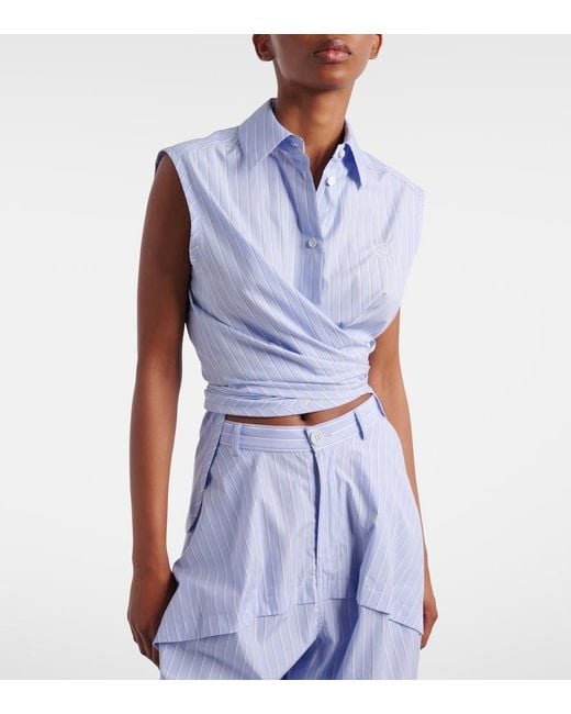 Loewe Blue Paula's Ibiza Striped Cotton Poplin Shirt