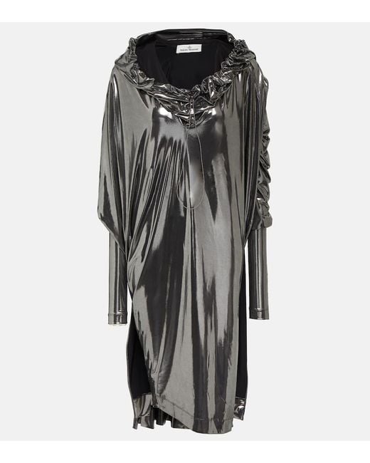 Vivienne Westwood Gray Draped Lame Midi Dress