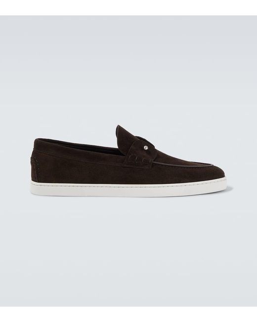 Christian Louboutin Black Chambeliboat Suede Slip-On Shoes for men