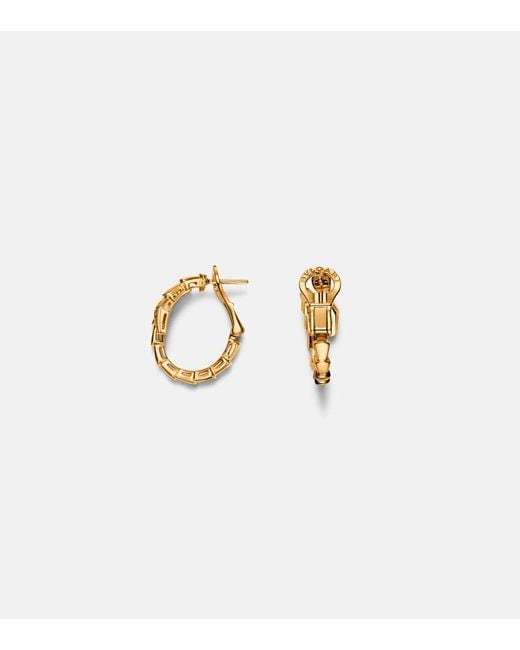 BVLGARI Metallic Serpenti Viper 18Kt Hoop Earrings With Diamonds
