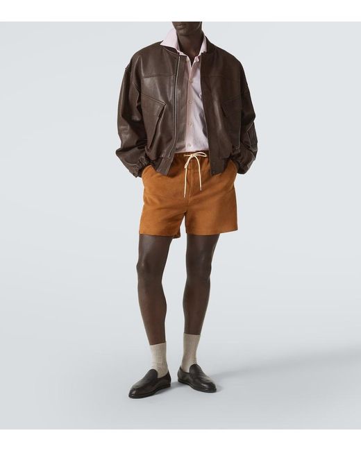 Auralee Orange Suede Shorts for men