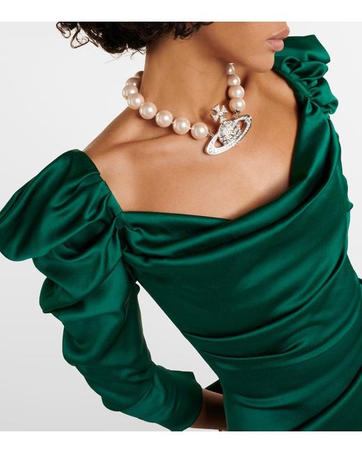 Vestido de fiesta Astral de saten drapeado Vivienne Westwood de color Green