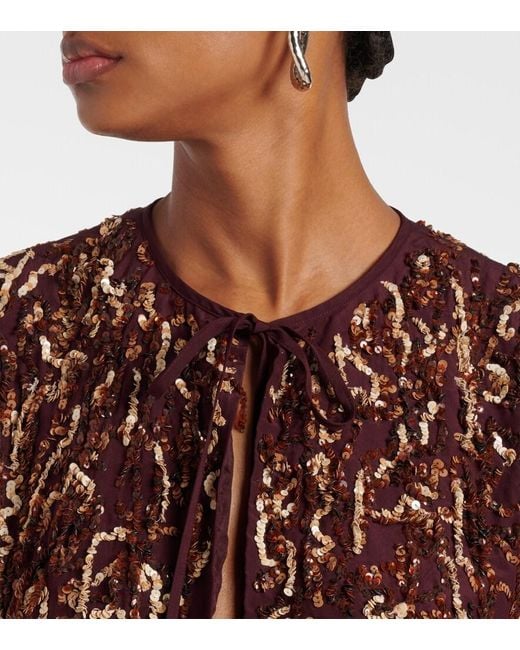 Dries Van Noten Red Sequined Silk Jacket