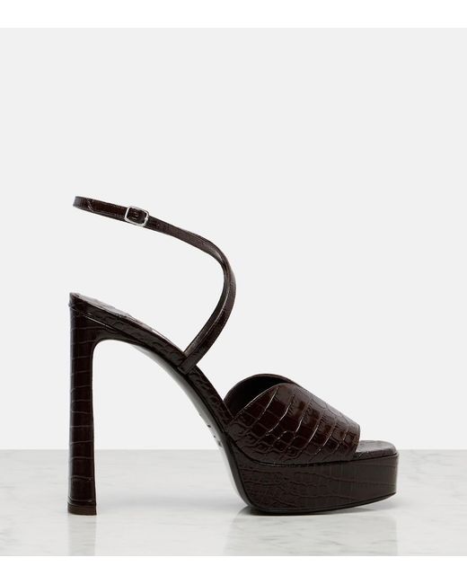 Jimmy Choo Black Karli 125 Croc-Effect Platform Sandals