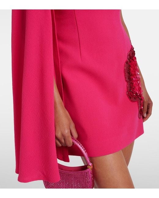 Rebecca Vallance Pink Layana Caped Embellished Minidress