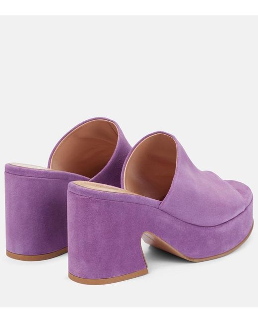 Gianvito Rossi Purple Suede Platform Mules