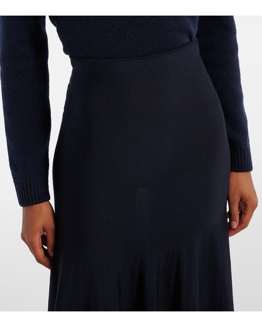 Khaite Blue Mayu Wool Midi Skirt