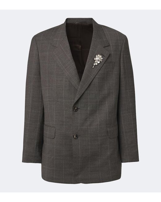 Simone Rocha Black Checked Embellished Wool Blazer for men