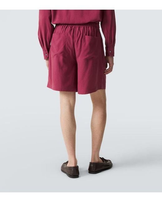 Saman Amel Red Silk Shorts for men