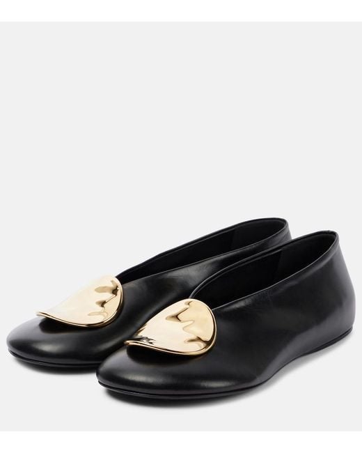 Jil Sander Black Leather Ballet Flats