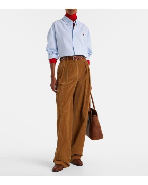 AMI Blue Ami De Cour Cotton Poplin Shirt