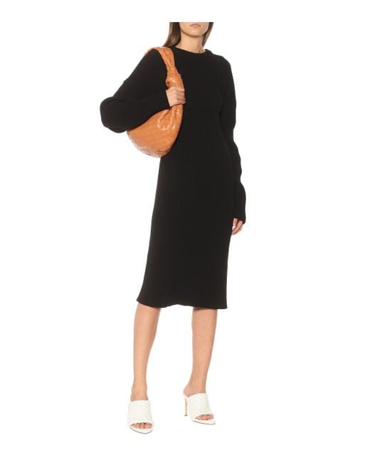 Bottega Woolblend Knit Midi Dress in Black Lyst