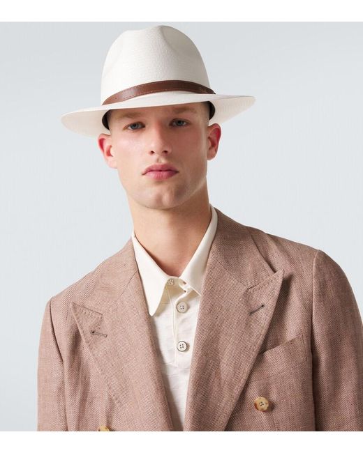 Borsalino White Country Straw Panama Hat for men