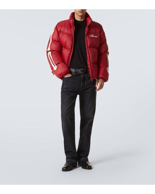 Amiri Red Bones Logo Patch-Applique Down Jacket for men