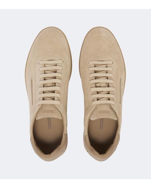 Zegna White 232 Suede Sneakers for men