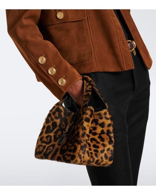Saint Laurent Brown Le 5 A 7 Bea Baby Calf Hair Top-Handle Bag