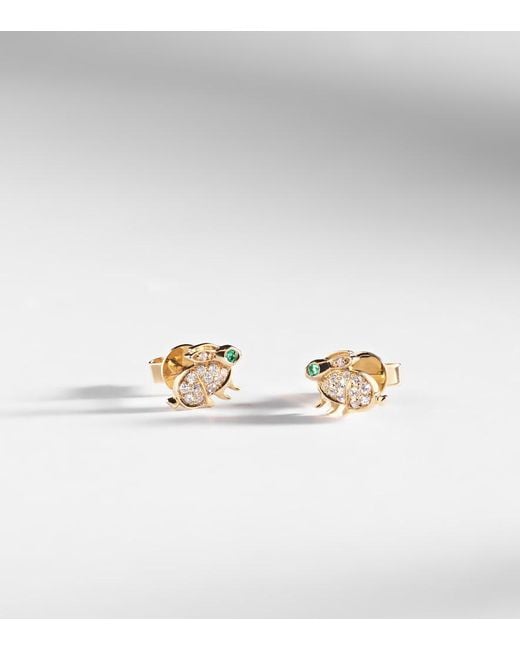 Anita Ko White Bunny 18Kt Earrings With Diamonds And Emeralds