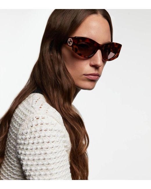 Gucci Brown Interlocking G Cat-Eye Sunglasses