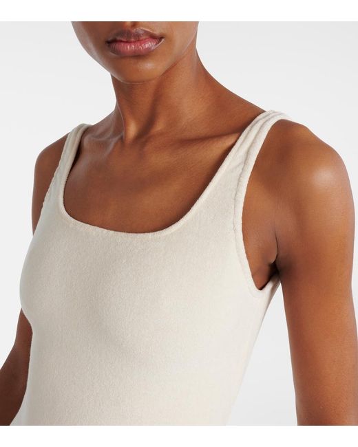 Adriana Degreas White Cotton-Blend Terry Swimsuit
