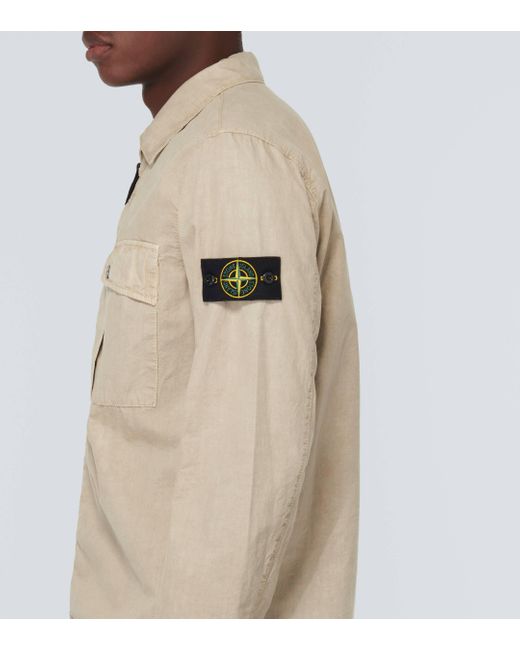 Stone Island Natural Compass Cotton Canvas Overshirt for men