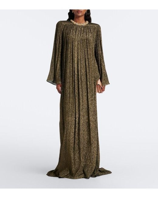 Valentino Green Embellished Silk-Blend Gown