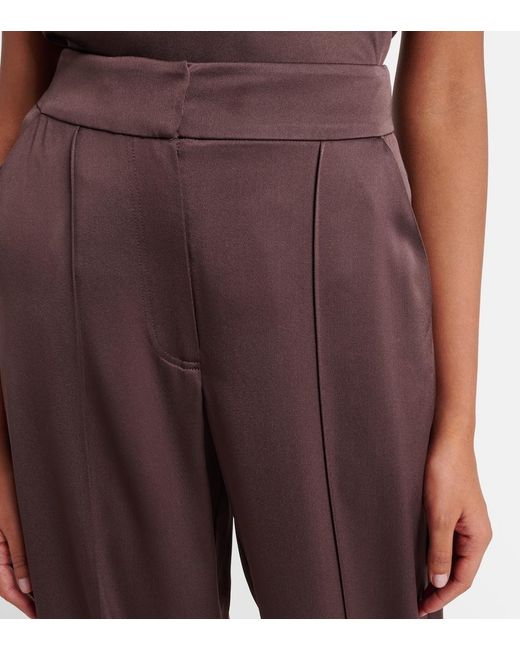 Jonathan Simkhai Brown Kyra High-Rise Satin Wide-Leg Pants