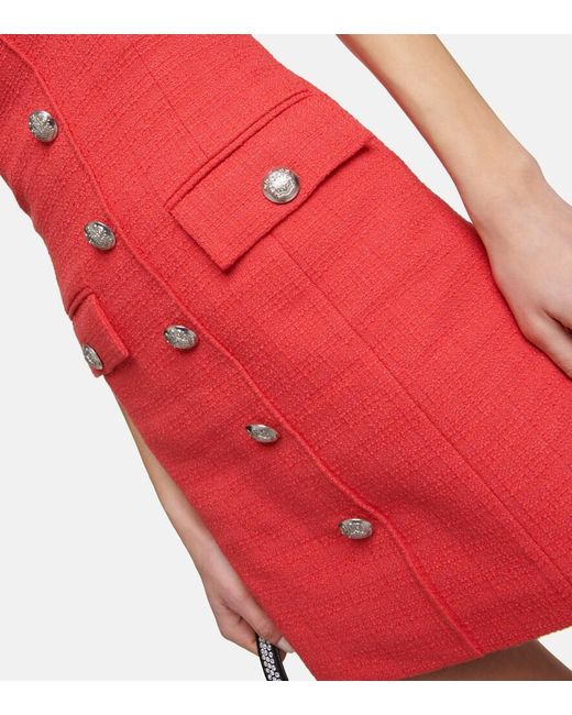Veronica Beard Red Aster Cotton-Blend Tweed Minidress