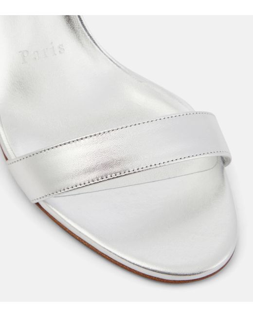 Christian Louboutin White Choca Girl 70 Metallic Leather Sandals