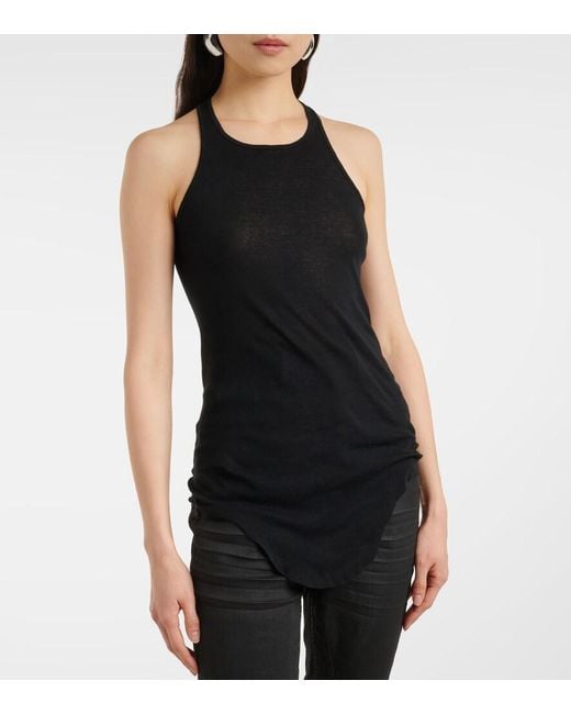 Rick Owens Black Ribbed-Knit Cotton Tank Top