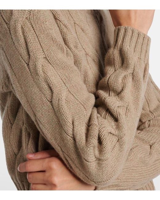 Loro Piana Natural Napier Cable-Knit Cashmere Sweater
