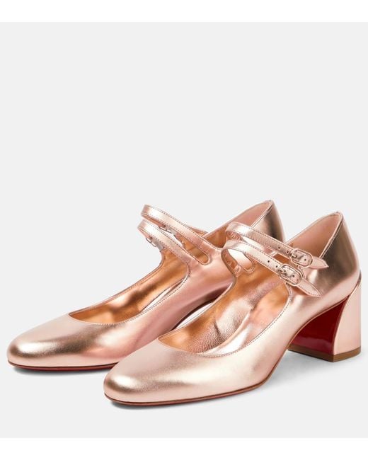 Christian Louboutin Pink 55Mm Miss Jane Laminated Leather Pumps