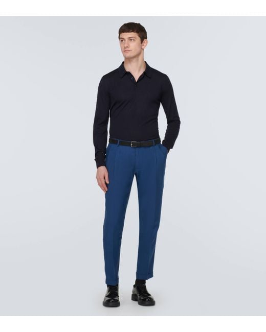 Dolce & Gabbana Blue Cashmere Polo Sweater for men