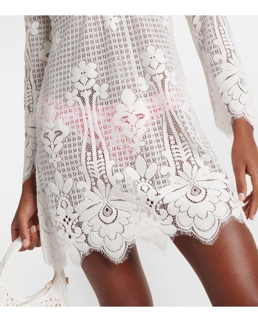 Melissa Odabash White Elizabeth Crochet Cotton-blend Minidress