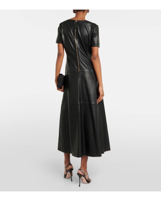 Dorothee Schumacher Black V-neck Leather Midi Dress