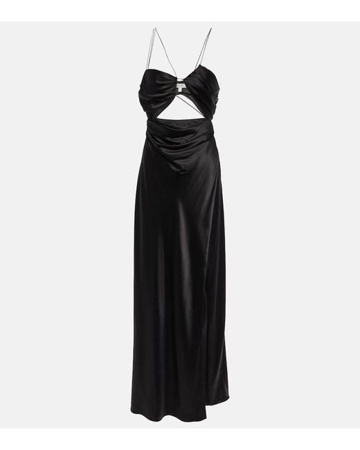 The Sei Black Asymmetrical Silk Satin Gown