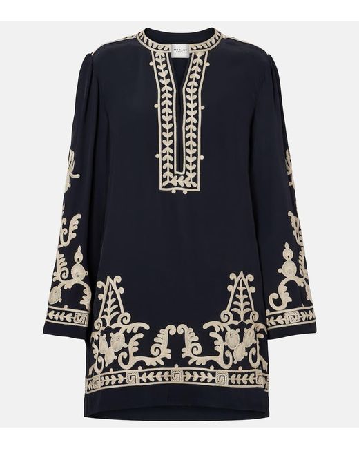Isabel Marant Blue Bestickte Tunika Fadeli Aus Crepe
