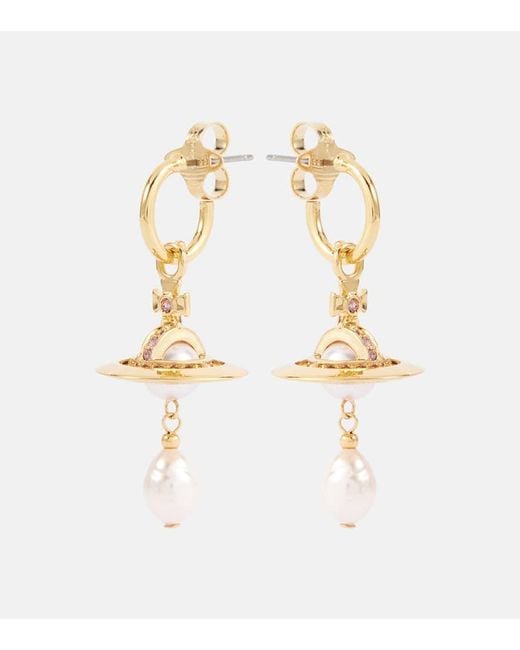 Vivienne Westwood White Aleksa Embellished Drop Earrings
