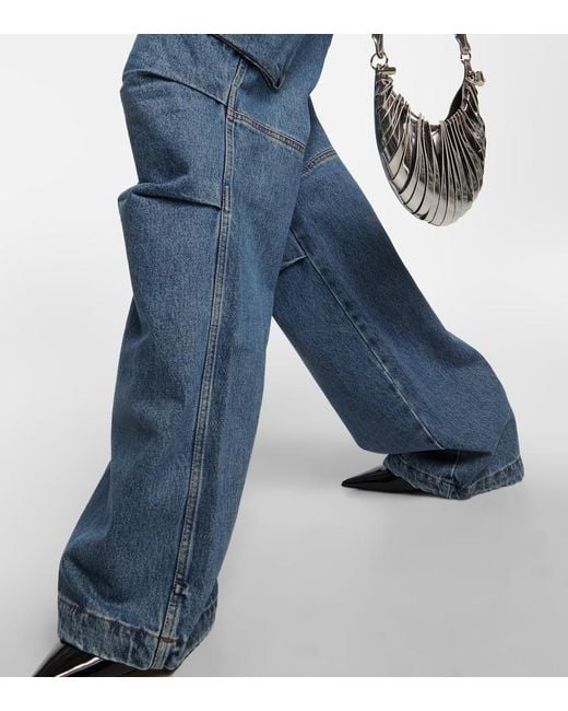 Coperni Blue Wide-Leg Denim Cargo Pants