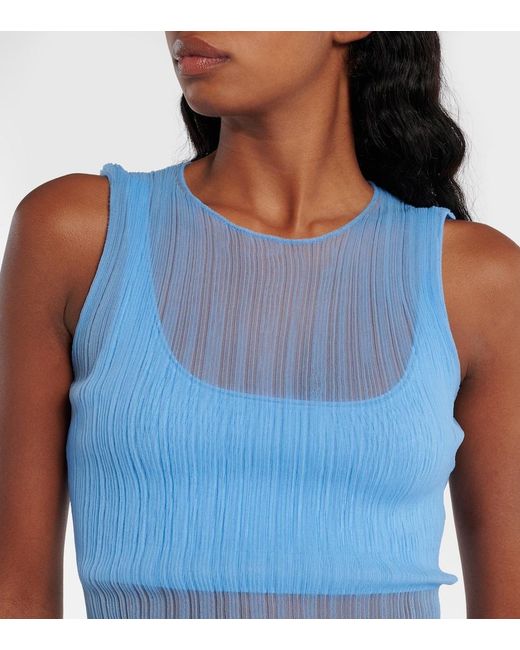Jonathan Simkhai Blue Oakley Sheer Tank Top